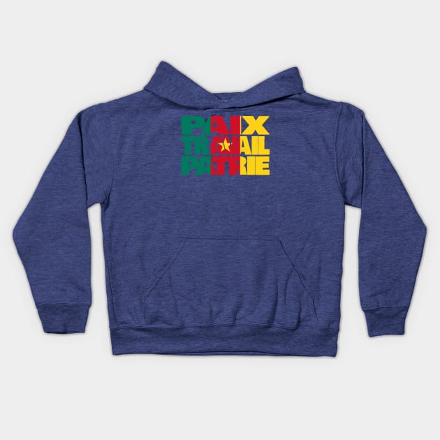 Cameroon Motto Flag Kids Hoodie by Kuni Art